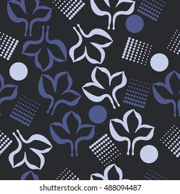 Seamless pattern of stylized gothic lily, halftone.