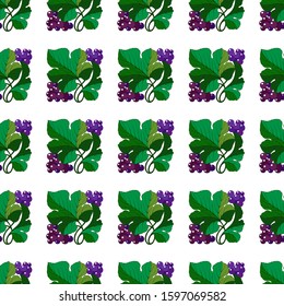 seamless pattern, stylized grapes with leaves, wrapping paper, wallpaper ornament