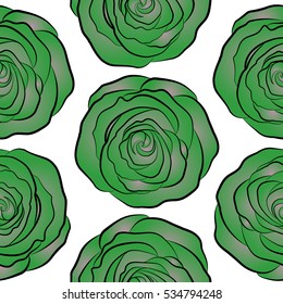 Seamless pattern with stylized green and neutral roses. Vintage floral background. Can be use as digital paper, fills or print off onto fabric.