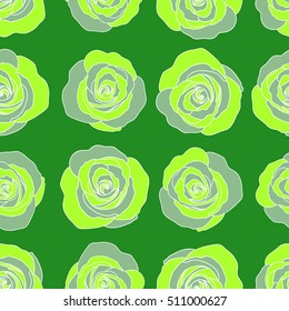 Seamless pattern with stylized green roses. Vintage floral background. Can be use as digital paper, fills or print off onto fabric.