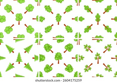 Seamless pattern with stylized green trees is creating a natural and vibrant forest atmosphere