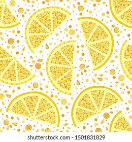 Seamless pattern of stylized hand drawn lemons. Perfect for restaurant menu backdrop, healthy food concept, juice bar,cards and prints.