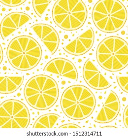 Seamless pattern of stylized hand drawn lemons. Perfect for restaurant menu backdrop, healthy food concept, juice bar,cards and prints.