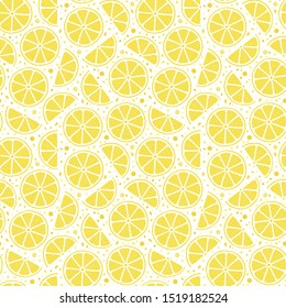 Seamless pattern of stylized hand drawn lemons. Perfect for restaurant menu backdrop, healthy food concept, juice bar,cards and prints.