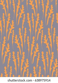 Seamless pattern with the stylized hand-drawn leaves.