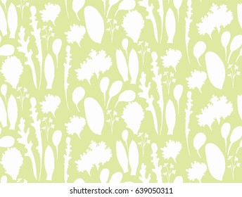 Seamless pattern with the stylized hand-drawn leaves.