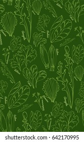 Seamless pattern with the stylized hand-drawn leaves can be used as background, fabric print, texture, wrapping paper, web page backdrop, wallpaper. Vector illustration.