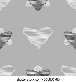 Seamless pattern. Stylized heart wire. Background for Valentine. Gray pattern. 