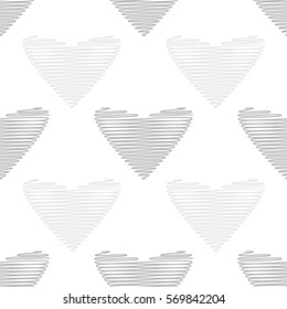 Seamless pattern. Stylized heart wire. Background for Valentine. Gray pattern. Transparent background vector.