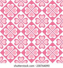 seamless pattern of stylized hearts and geometrical shapes