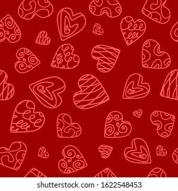 Seamless pattern with stylized hearts Hand drawn doodle seamless pattern. Abstract background. Vector stock illustration.Design textile, fabric,wallpaper,wrapping paper, print for clothes.
