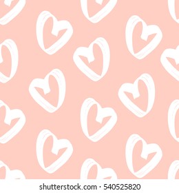 Seamless pattern with stylized hearts. Hand drawn vector graphic elements. Fluent sketchy style.
