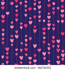 Seamless pattern of stylized hearts on threads