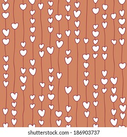 Seamless pattern of stylized hearts on threads