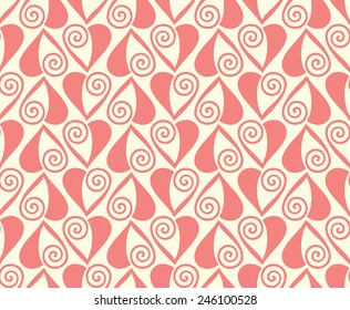 Seamless pattern with stylized hearts of ribbons. Romantic background Valentines Days and wedding