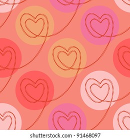 Seamless pattern with stylized hearts in vector. Pink background Valentines Day's