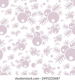 Seamless pattern with stylized juniper branches and berries creating winter atmosphere, perfect for christmas or new year projects