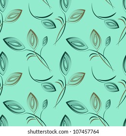 Seamless pattern with stylized leaves