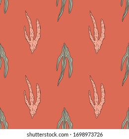 Seamless pattern with stylized leaves. Abstract floral background. Wallpaper, paper, print, textile design, packaging. Vector illustration.