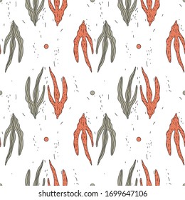 Seamless pattern with stylized leaves. Abstract background. Wallpaper, paper, print, textile design, packaging. Vector illustration.
