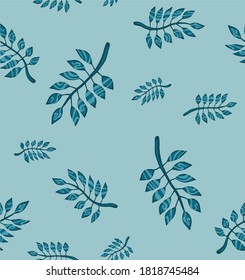Seamless pattern with stylized leaves. hand drawn