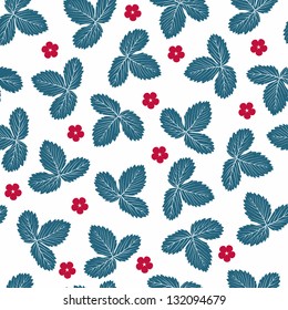 Seamless pattern of stylized leaves of strawberry