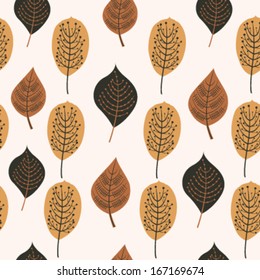 Seamless pattern with stylized  leaves. Vector