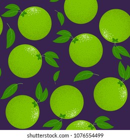Seamless Pattern with Stylized Lime. Fresh Citrus Fruit Background with Green Petals. Seamless Pattern with Vector Lime for Wallpaper, Tablecloth, Paper, Fabric, Textile, Illustration, Design.