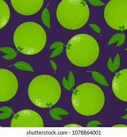 Seamless Pattern with Stylized Lime. Fresh Citrus Fruit Background with Green Petals. Seamless Pattern with Vector Lime for Wallpaper, Tablecloth, Paper, Fabric, Textile, Illustration, Design.