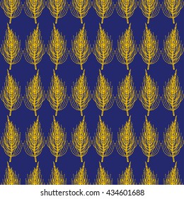 Seamless pattern with stylized meadow horsetail plant