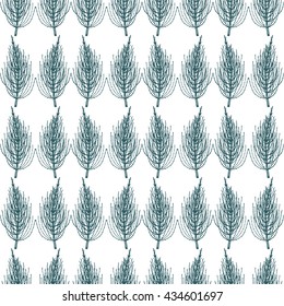 Seamless pattern with stylized meadow horsetail plant