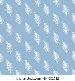Seamless pattern with stylized meadow horsetail plant