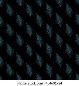 Seamless pattern with stylized meadow horsetail plant