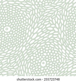 Seamless pattern; stylized microscopic organic cell structure.