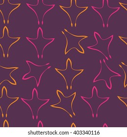 Seamless pattern of stylized  motif,gothic lily,leaves, floral. Hand drawn.