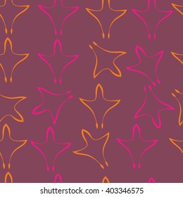 Seamless pattern of stylized  motif,gothic lily,leaves, floral. Hand drawn.