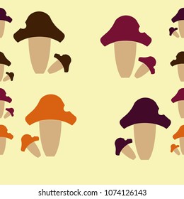 Seamless pattern of stylized  mushrooms , doodles. 