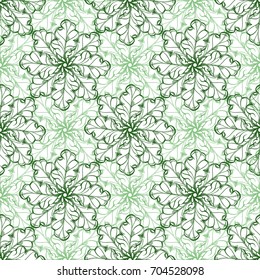Seamless pattern with stylized oak leaves for wrapping paper, wallpaper, textiles, web page background and more.