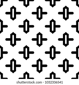 Seamless pattern with stylized ogee ornament. Oriental traditional ornamentation with repeated cross shapes. Window tracery wallpaper. Grid motif. Digital paper, textile print, web design. Vector art.