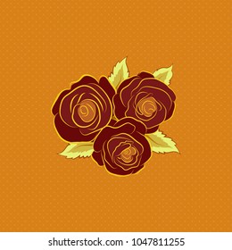 Seamless pattern with stylized orange, red and yellow roses. Vintage floral background. Can be use as digital paper, fills or print off onto fabric.