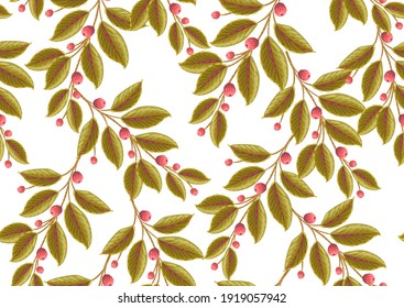 Seamless pattern with stylized ornamental flowers in retro, vintage style. Jacobin embroidery. Colored vector illustration isolated on white background.