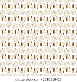 Seamless Pattern with Stylized Palm Leaves and Simple Geometric Layout