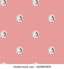 Seamless pattern with stylized parl grey silhouettes. Pink background. Creative underwater elements seamless sphere print. For wallpaper, textile, wrapping paper, fabric print. Vector illustration.