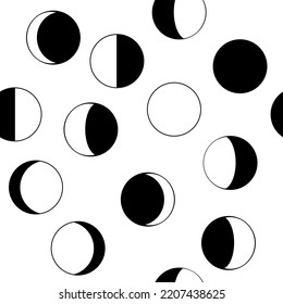 Seamless pattern with stylized phases of the moon