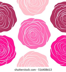 Seamless pattern with stylized pink, neutral and magenta roses. Vintage floral background. Can be use as digital paper, fills or print off onto fabric.