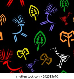 Seamless pattern with stylized prehistorical paintings.