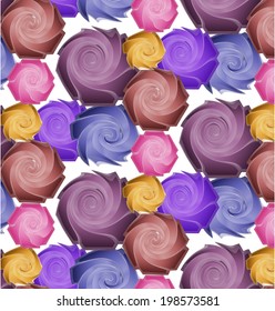 Seamless pattern of stylized purple and yellow roses