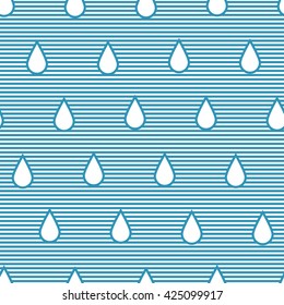 Seamless pattern with stylized raindrops in stripped background.