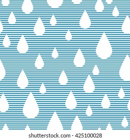 Seamless pattern with stylized raindrops in stripped background.