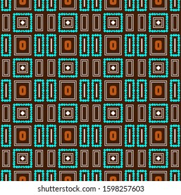 Seamless pattern with stylized rectangles and squares. Brown palette. Ethnic motives. Vector illustration